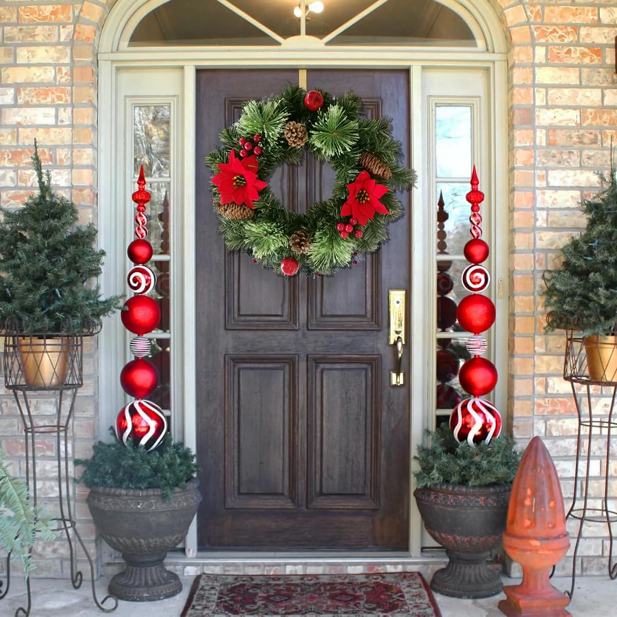 Roter Weihnachtsstern-Weihnachtskranz