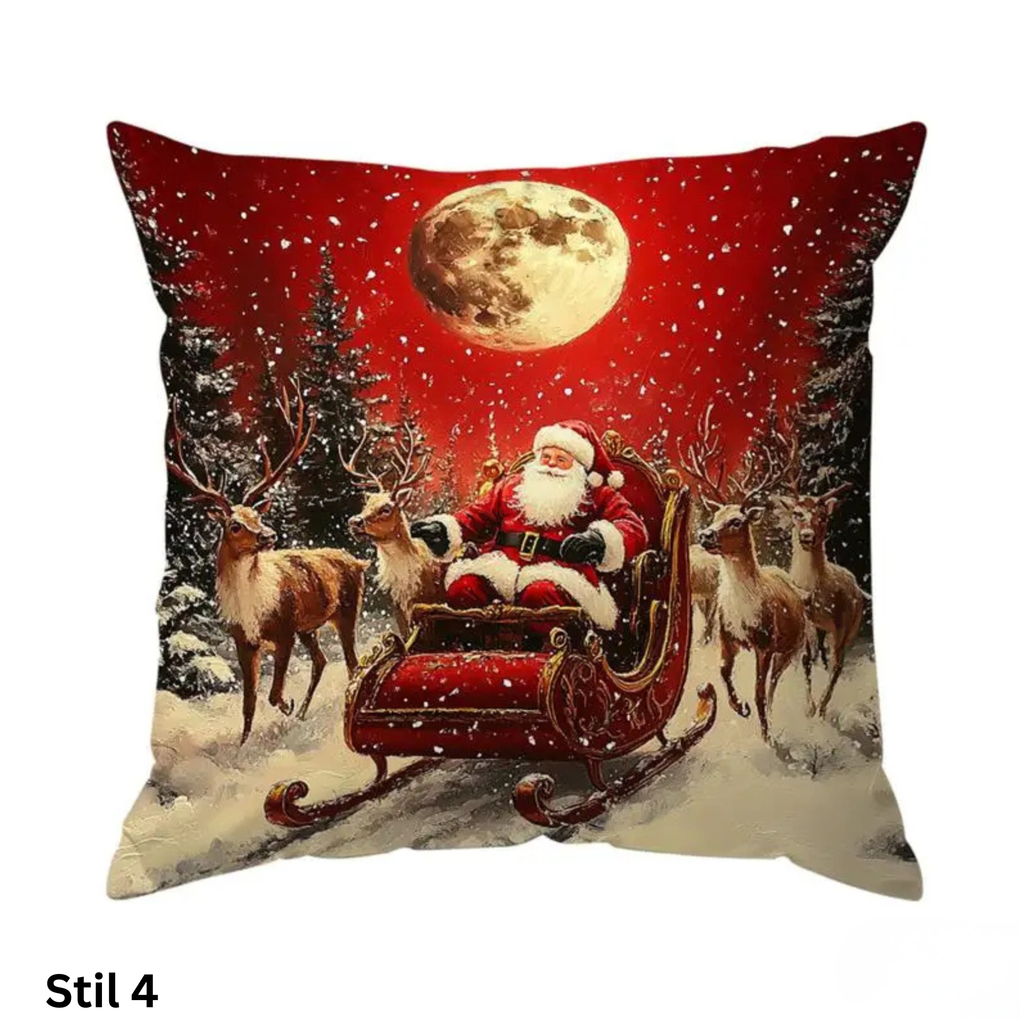 Kissenbezug mit Weihnachtsmann und Schneemann