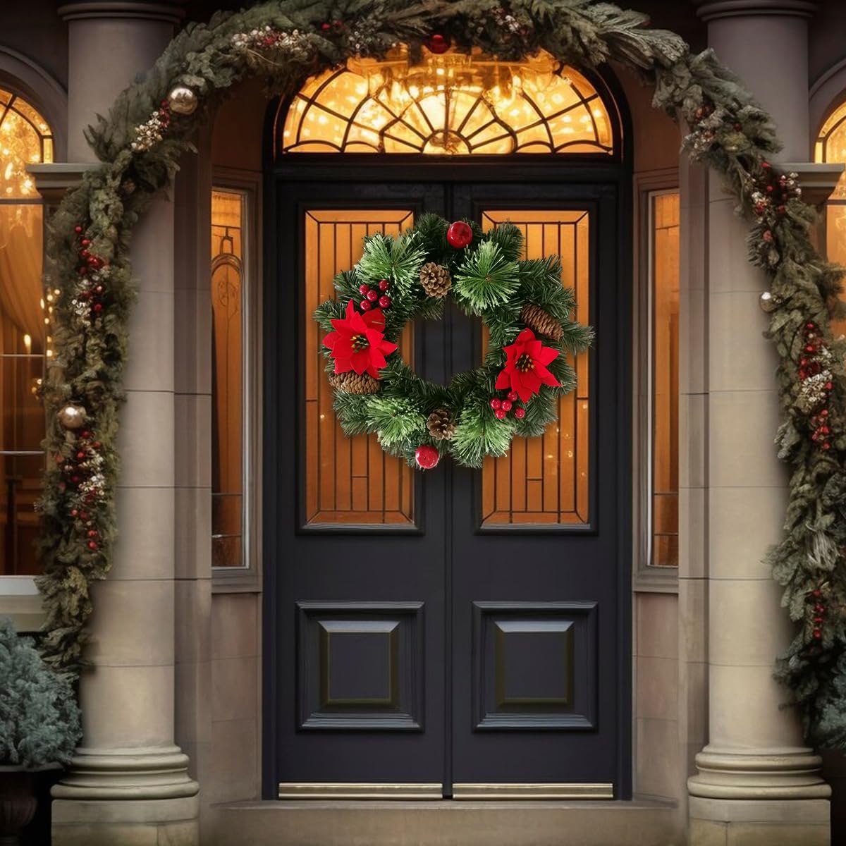 Roter Weihnachtsstern-Weihnachtskranz